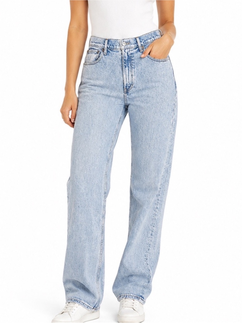 Abercrombie & Fitch The '90s Relaxed Denim Jeans High Rise Light Blue Wash
